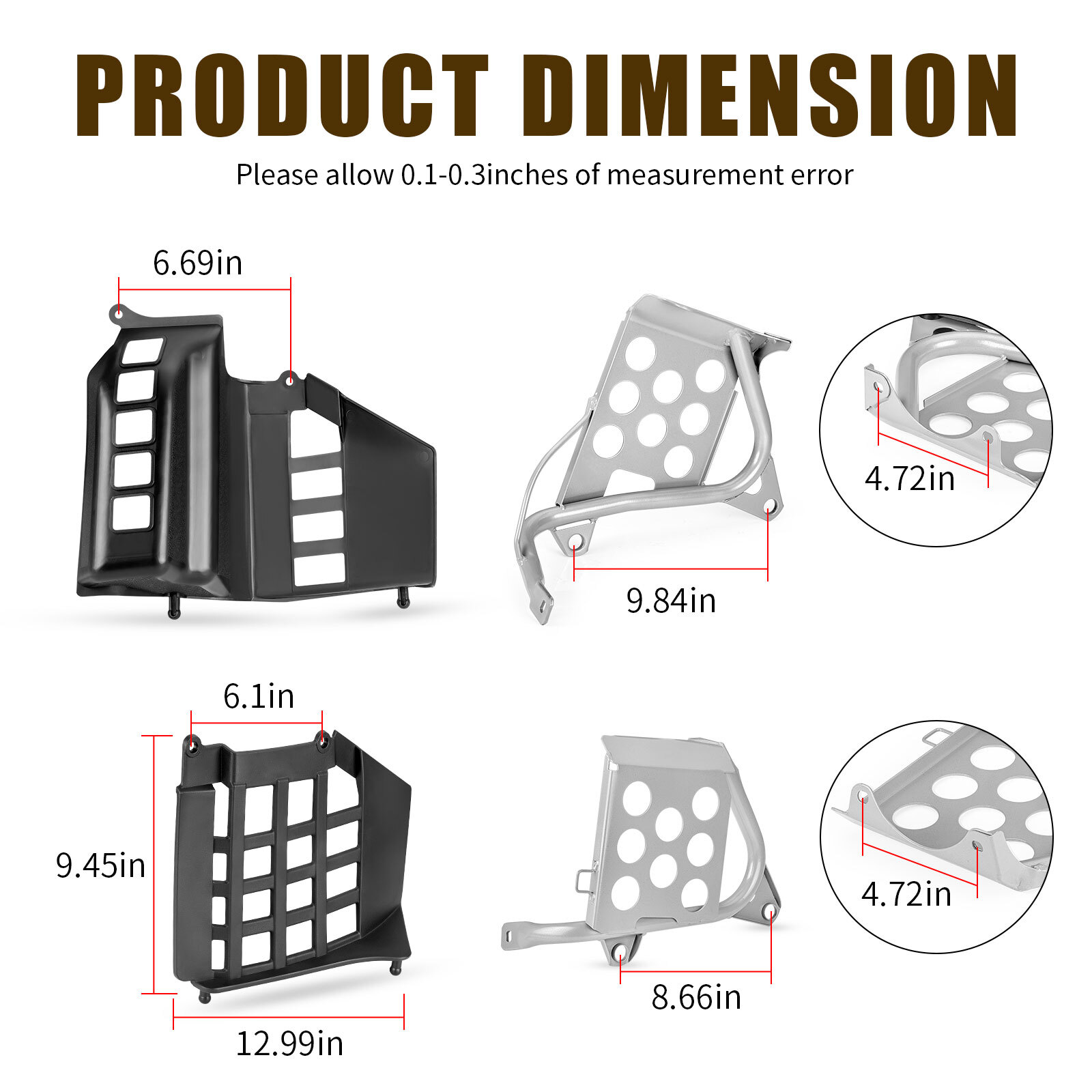 Left Right Heel Guards Guard Foot Rest & Nerf Bars For Yamaha Banshee 350 90-06