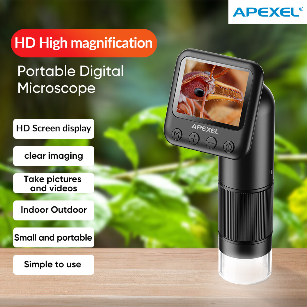 APEXEL Handheld Digital 400-800X Magnification Microscope LCD Screen for observe