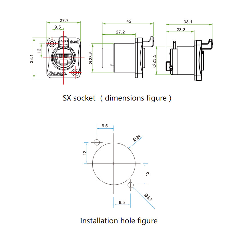 Ethernet Connector RJ45 Socket Panel Mount Receptacles Waterproof IP67 Fast Data