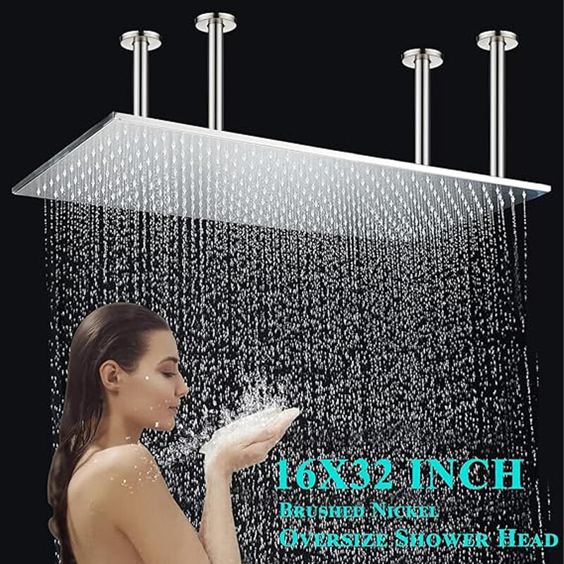 32x16" Large Rainfall High Pressure Luxury Shower Head Top Sprayer Ceiling Mount