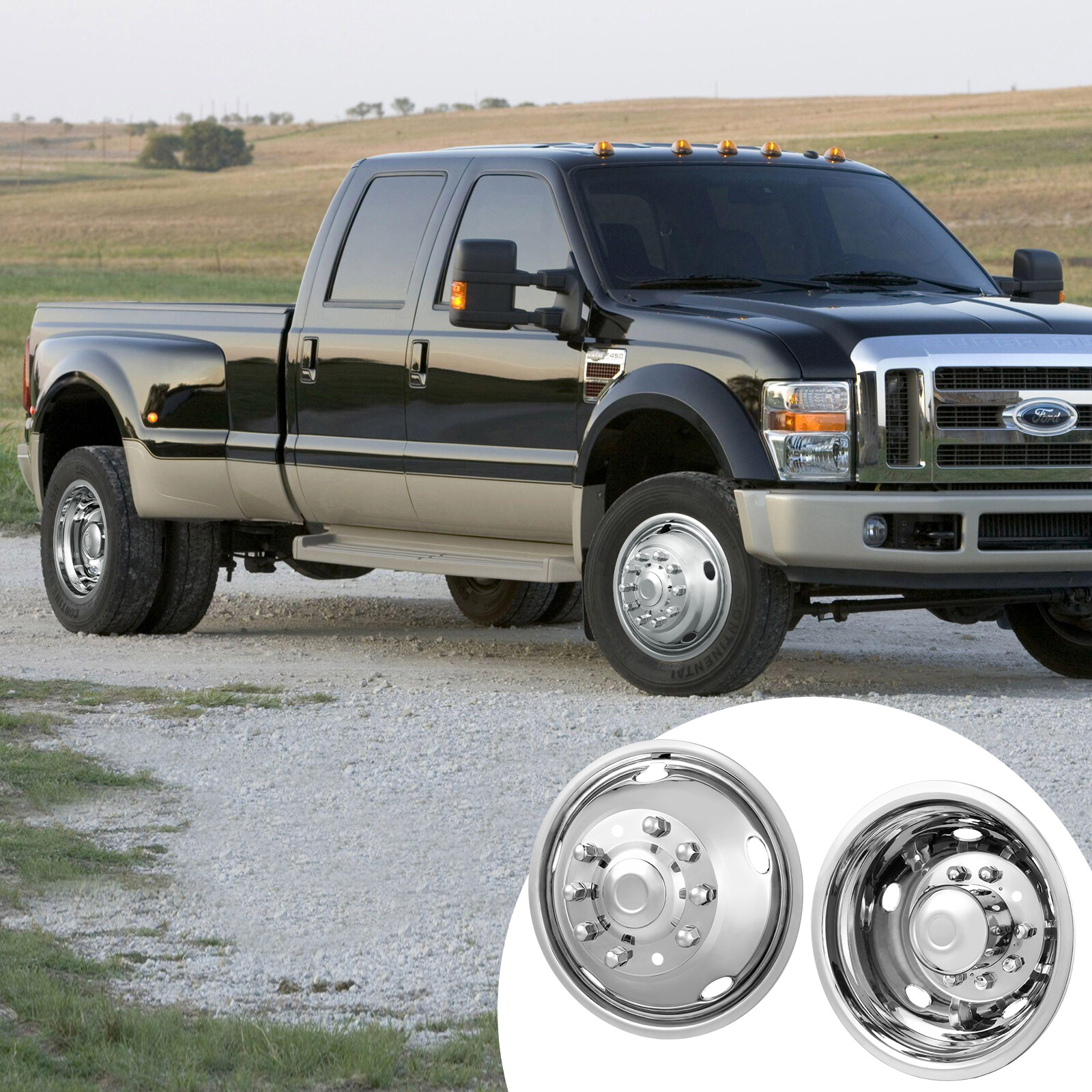 VEVOR 19.5" Wheel Simulators Cover Stainless Steel 2005-2020 Ford F450/F550 4 pc