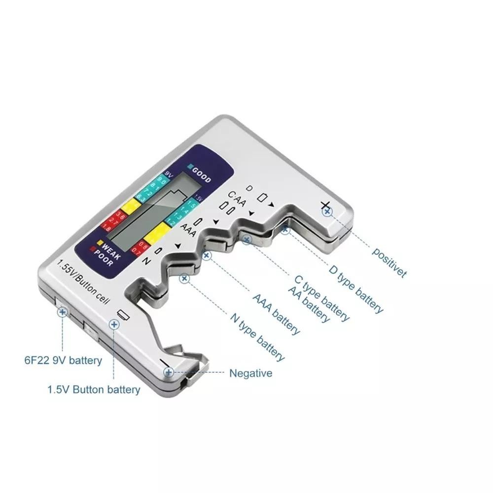 Digital Battery Tester LCD AA AAA 9V Button Cell Capacity Checker Tool.