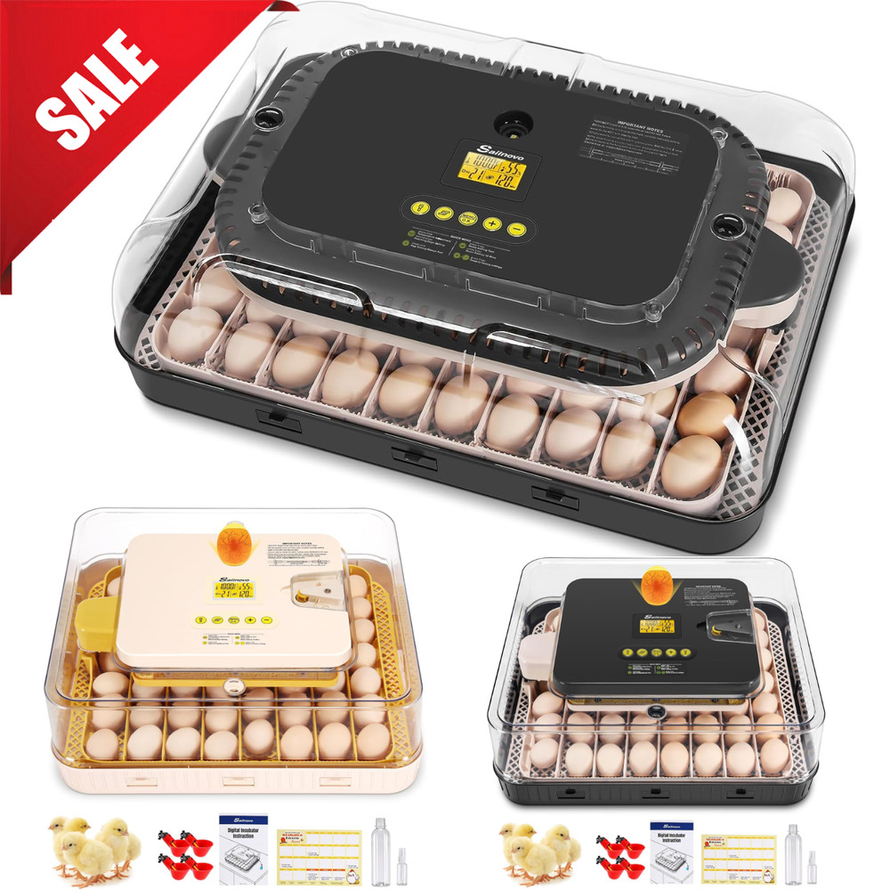 56/70 Egg Incubator for Hatching + Automatic Egg Turning Built-In LED Candler🔥