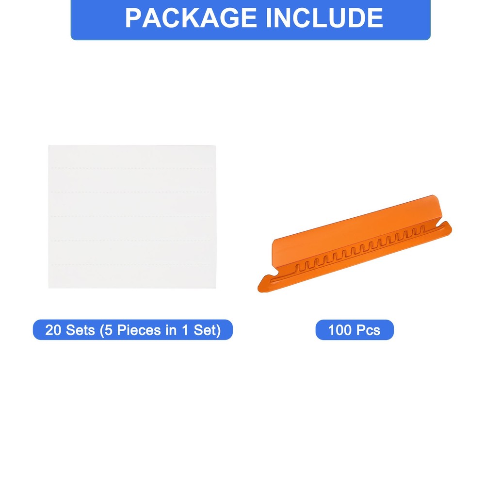 Hanging File Folder Tabs, 4 Inch File Folder Tabs and Inserts, Orange, 100 Pcs