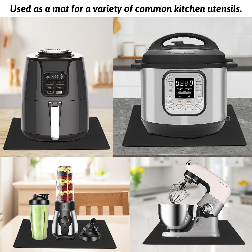 Silicone Mat Under Coffee Machine With Lip Automatic Machines Accessory, Blac...