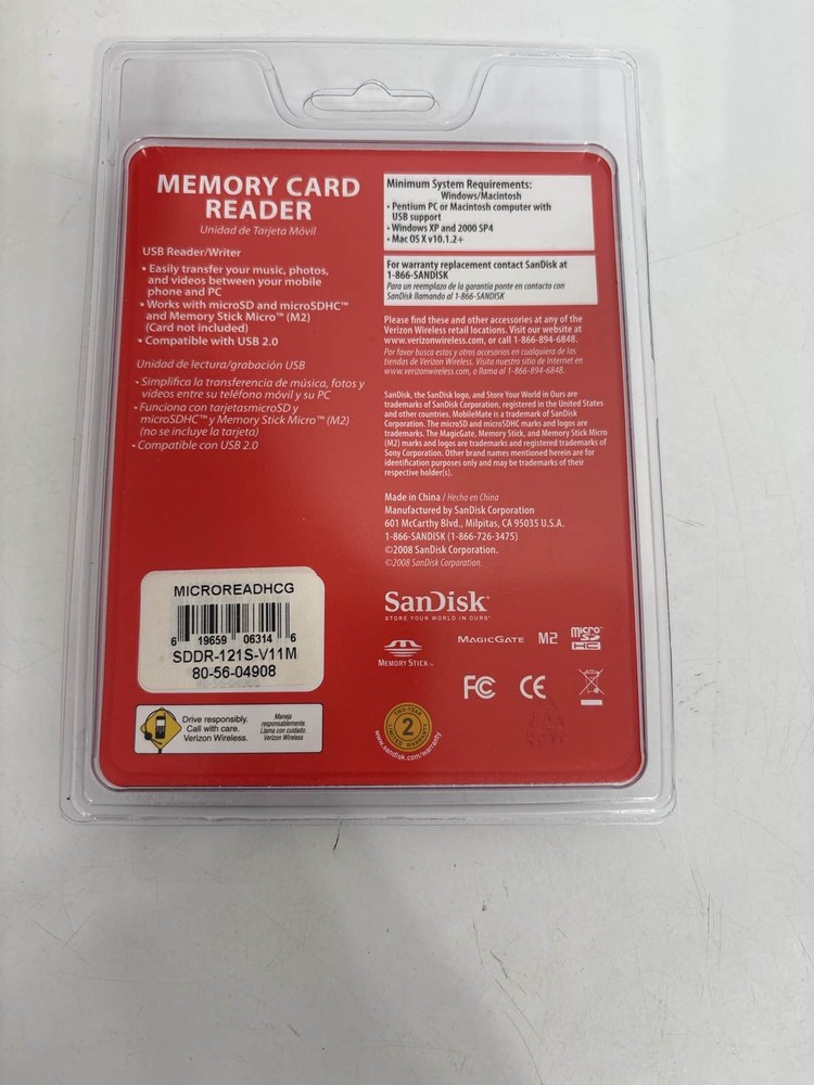 SanDisk MobileMate Micro Memory Card Reader Verizon Wireless Universal