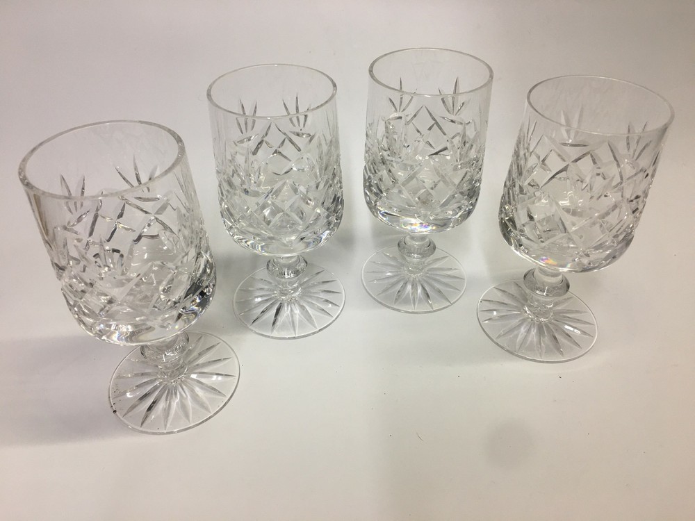 4 Crystal clear vintage Checkered pattern Cordial crystal 8 oz.