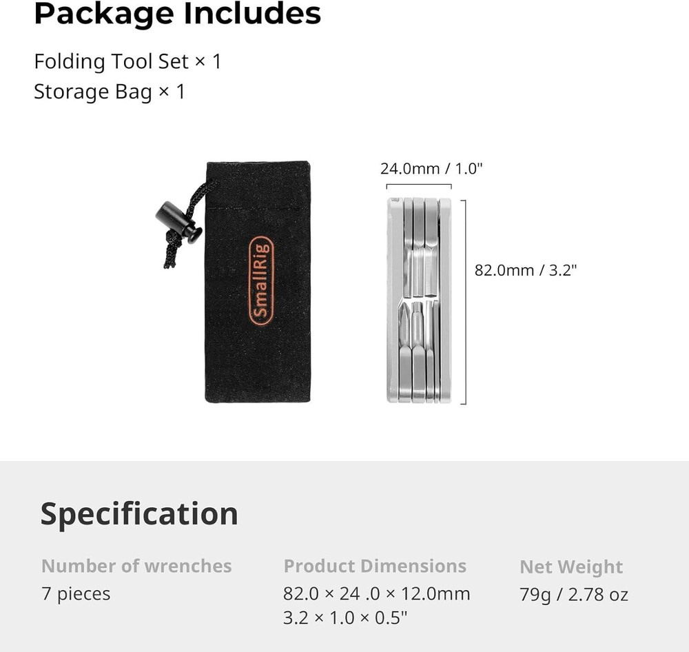 SmallRig Folding Screwdrivers Camera Tool Set with Wrenches Slotted-2213
