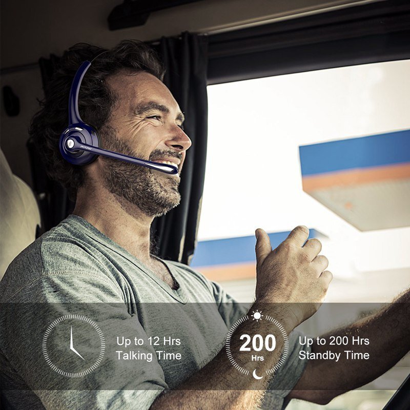 Mpow Pro Trucker Bluetooth Headset Wireless Headphones Over Head Earpiece Driver