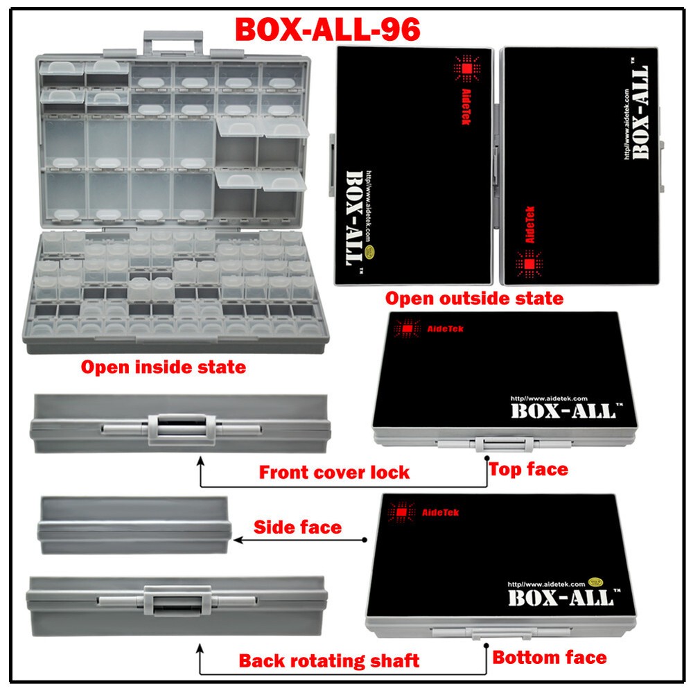 2pc Aidetek BOXALL-96 Compartment enclosure SMD SMT part Organizer Surface Mount