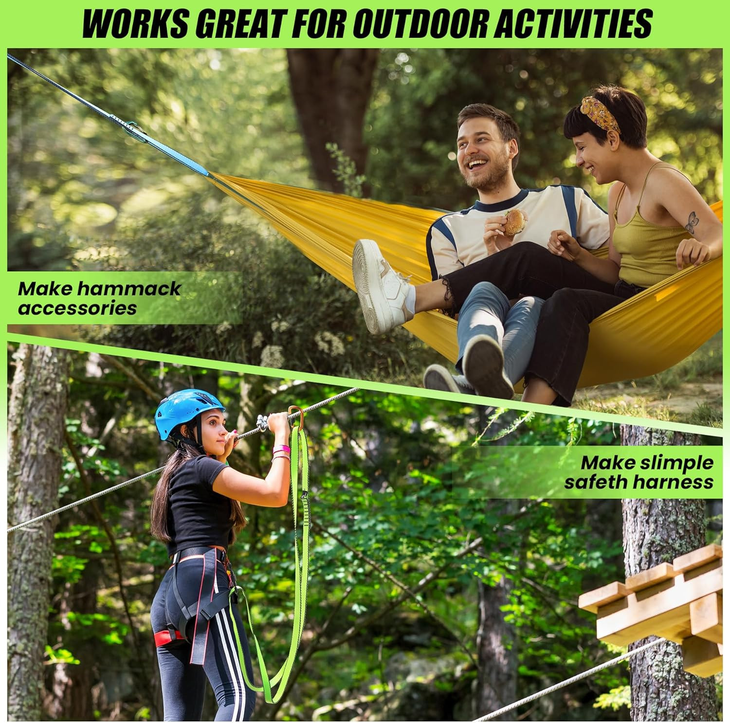 18MM Nylon Climbing Slings Runners 23 Kn Strong Webbing Straps for Rock Climbing