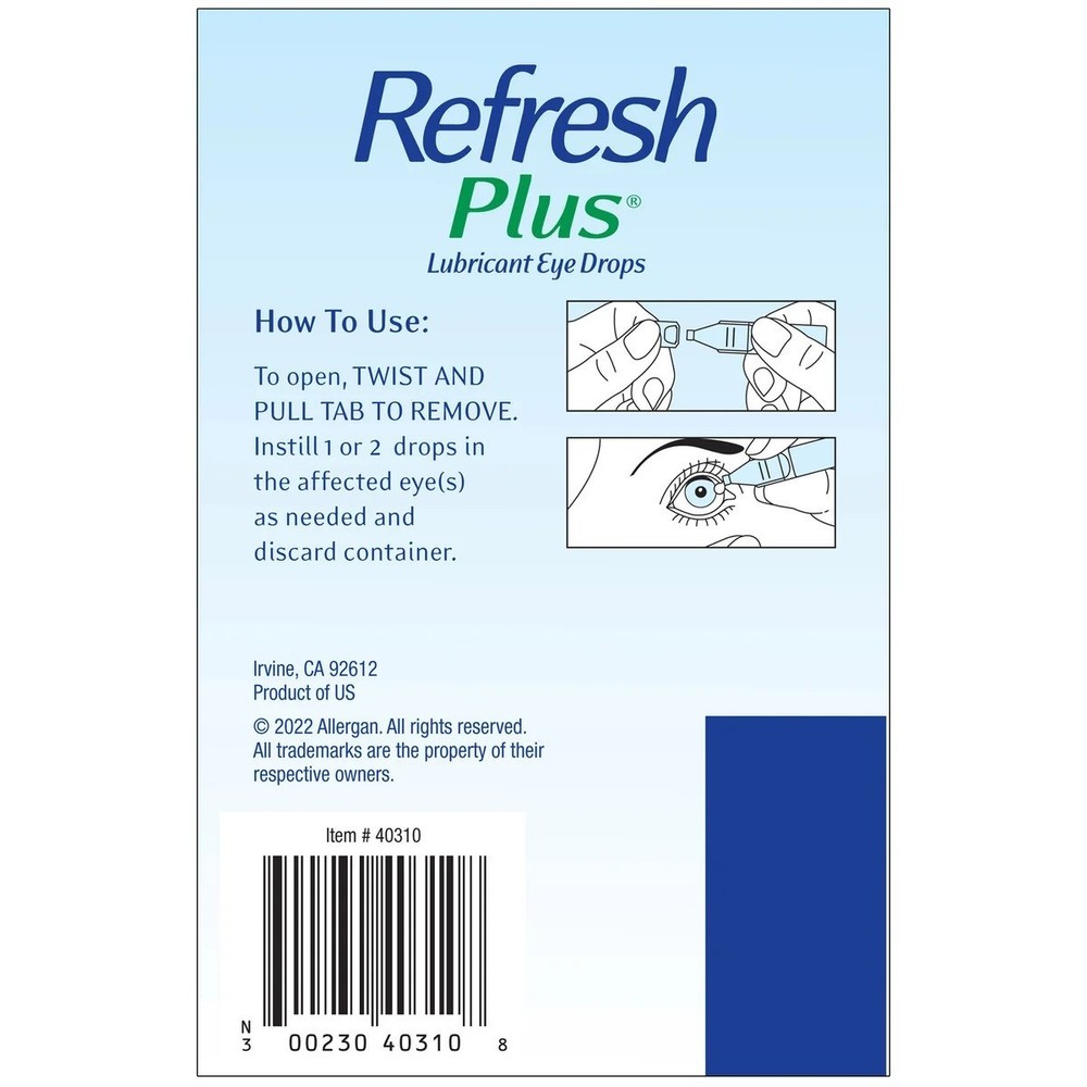 Refresh Plus Preservative-Free Eye Drops, 100 Single Use Containers, 2/27