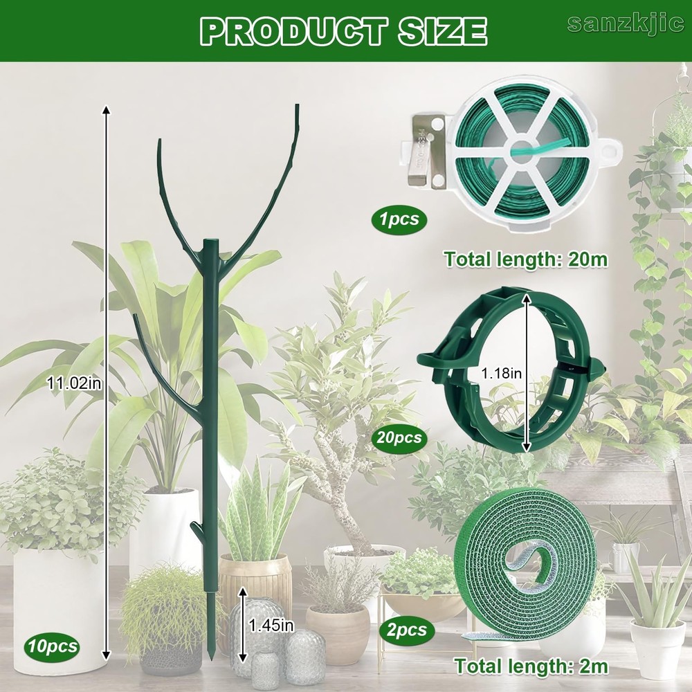 10pack Adjustable Plant Support Pole Stackable Indoor/Outdoor Support Pole wi...