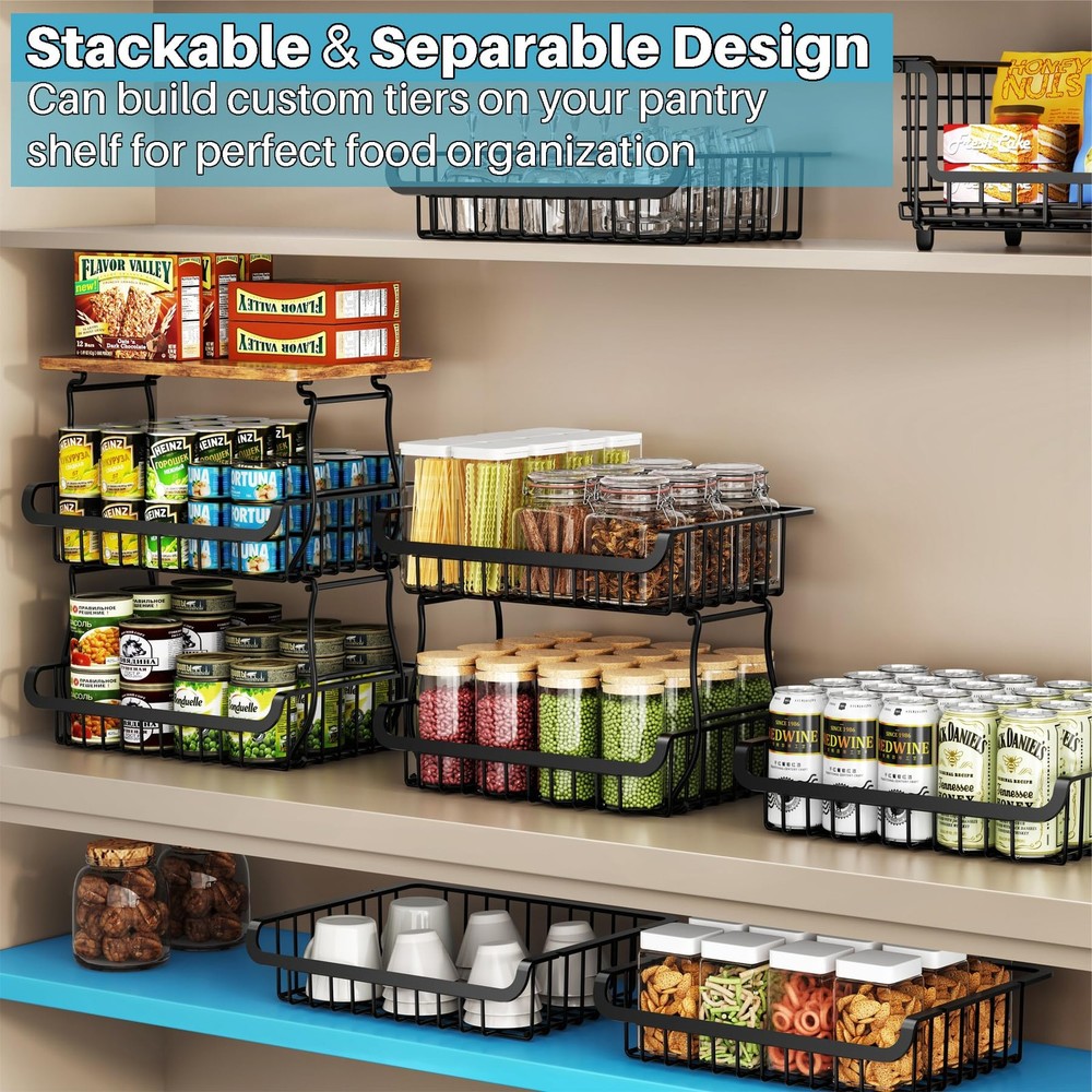 4 Tier Vegetable Fruit Basket for Kitchen, Stackable Metal Fruit and Vegetable S