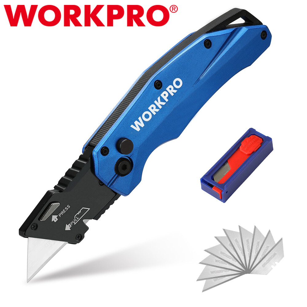 WORKPRO Folding Utility Knife Heavy Duty Quick Change Blade Razor Knife 10 Blade