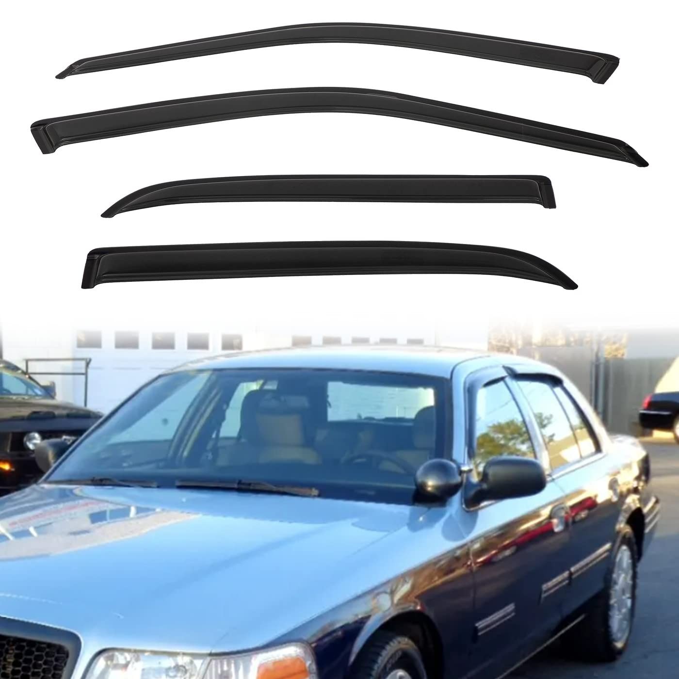Rain Guards Compatible with 1998-2011 Ford Crown Victoria, 1992-2011 Mercury