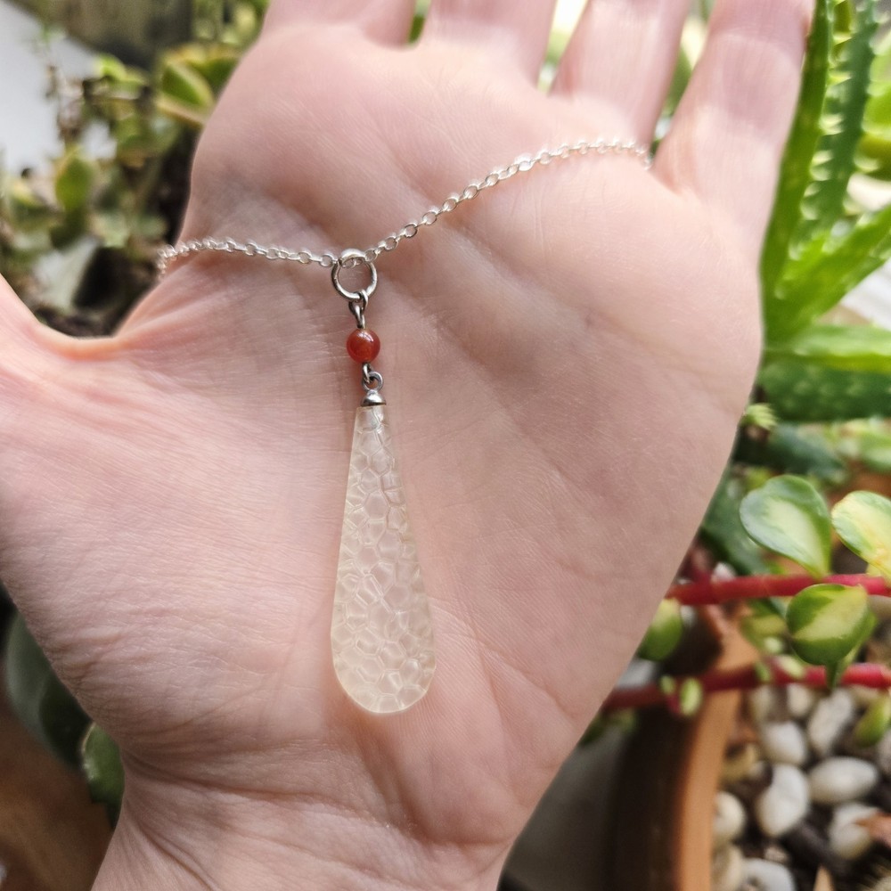 Vintage Transluscent Teardrop Necklace