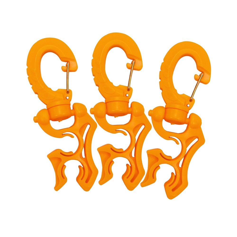Scuba Choice Double Hose Holder Clip 3-Pack Bundle, Orange