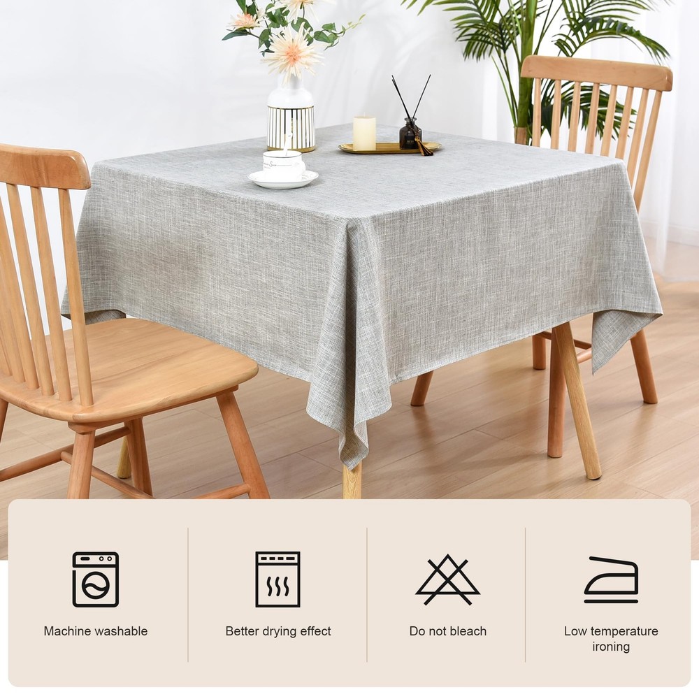 52x52 Inch Square Tablecloth Rustic Textured Polyester Table Cloth Washable F...