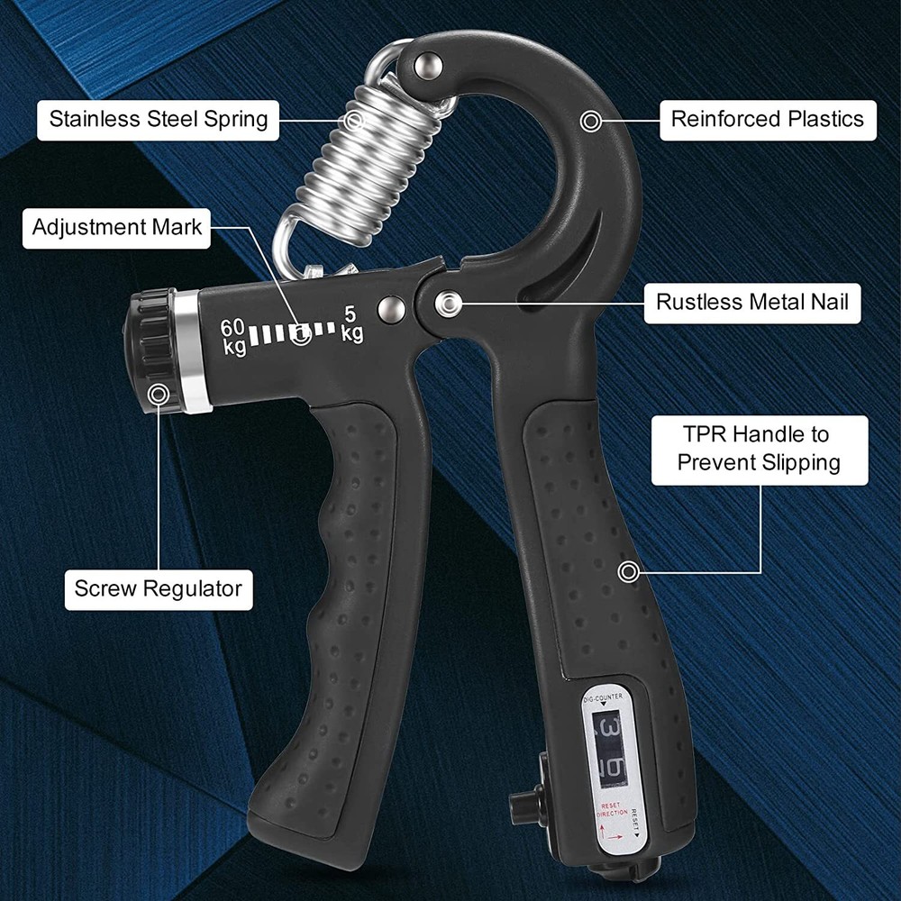 Hand Grip Strength Power Trainer Gripper Strengthener Adjustable Automatic Count