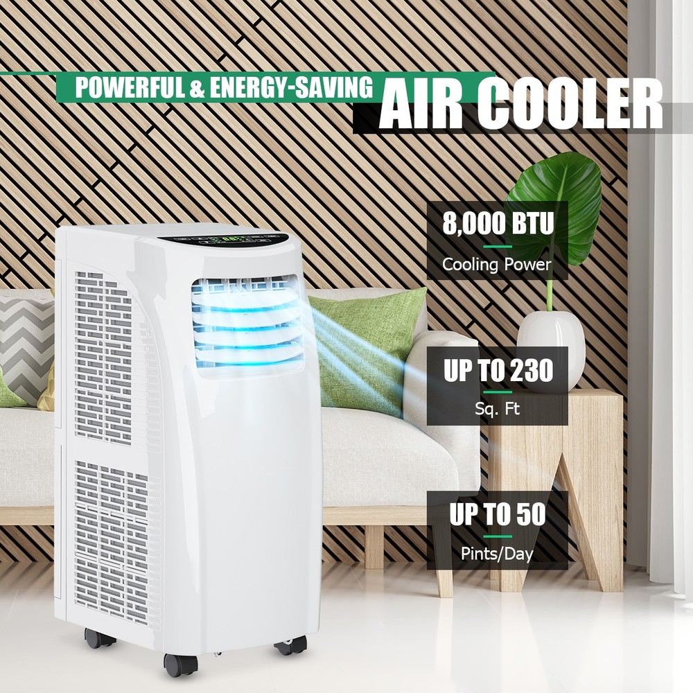 Portable Air Conditioner & Dehumidifier Function w/ Remote Window Kit 8,000 BTU