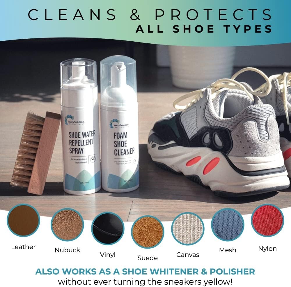 EZSolution Shoe Cleaner Kit, 2-in-1 Sneaker Foam Cleaning Solution & Stain...