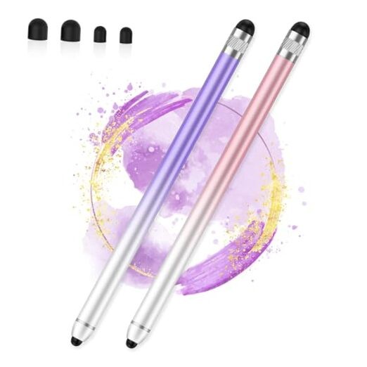 Stylus Pen for Touchscreen, Dual-end High Sensitivity 2 Pack: Pink, Purple