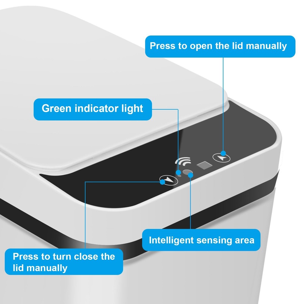 QSFWCSM 2 Pack Bathroom Trash can,Smart Touchless Small, White+White