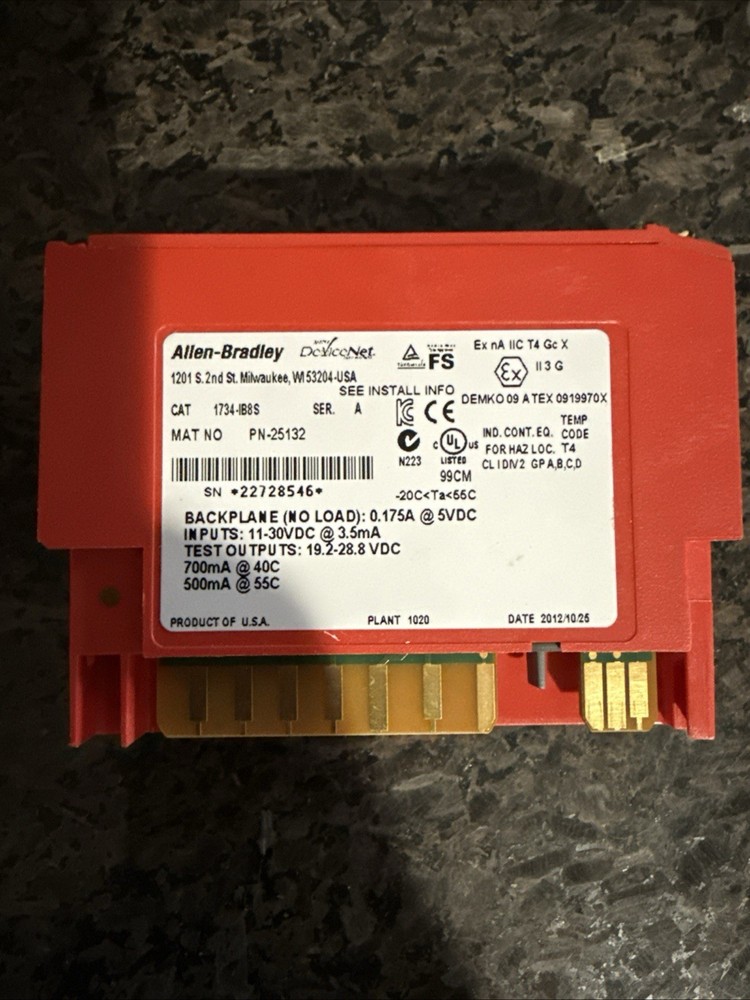 Allen Bradley Digital Safety Input Module 1734-IB8S Ser A