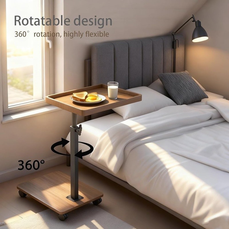 Adjustable C Shape End Table 360° Rotation Multi-Functional Sofa Side Table New