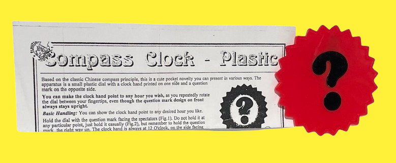 1 COMPASS CLOCK Close Up Pocket Magic Trick RED Plastic ? Mark Disc Dial Puzzle