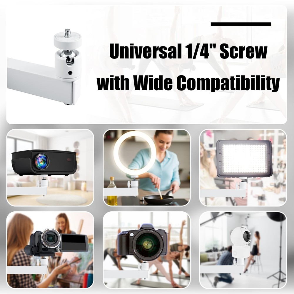 White Foldable Ceiling Projector Wall Mount 360 Rotation Adjustable Bracket
