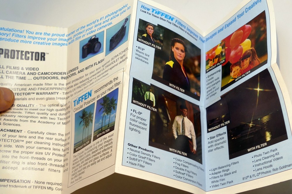 Tiffen UV Protector Filter sales advertisement guide brochure