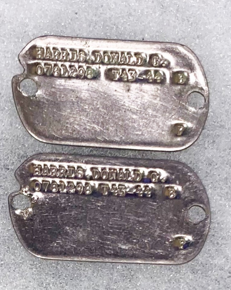 WWII Set Donald Harris T-43 Dated Dog Tags