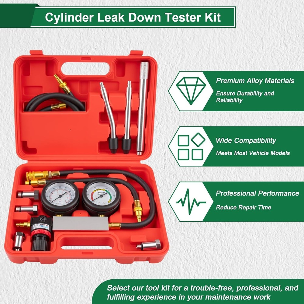 Engine Compression Diagnosis Tester Cylinder Leak Down Gauges Detector Leakage