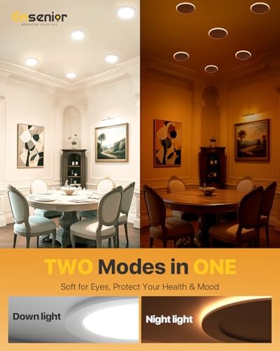 Pack LED Recessed Ceiling Light with Night Light, Dimmable, 2700K 6 Inch 12