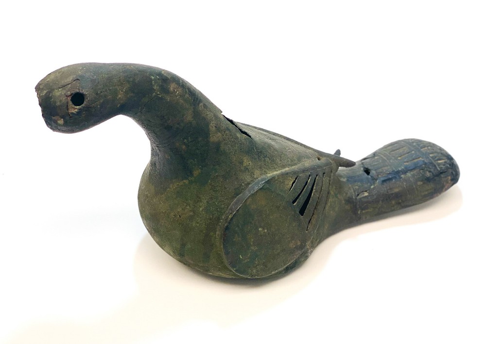 Bronze Archaic Incense Burner Formed Bird
