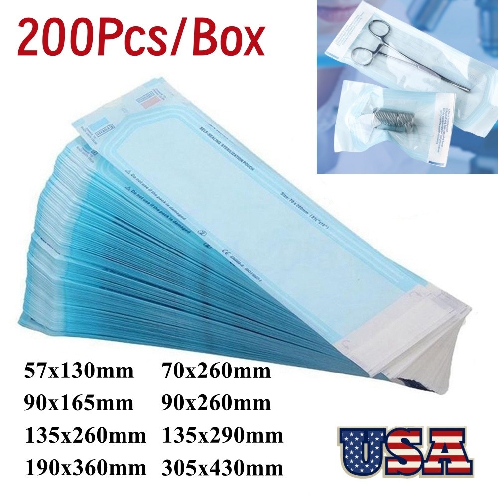 200*Self Sterilization Pouches Disposable Pouch Sterilizer Bags Self-sealing Bag