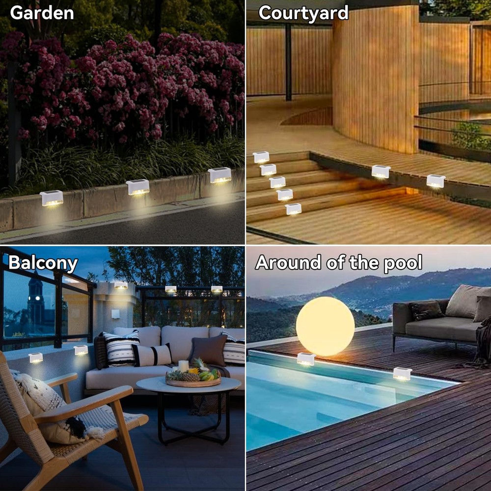 Solar Powered Deck Lights Driveway Walkway Dock Light Step Lamp Decoration