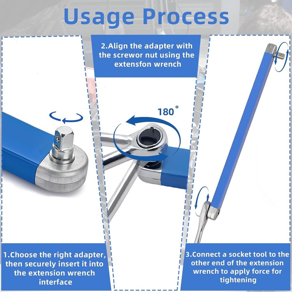 Offset Extension Wrench Set, Impact Ready Socket Wrench Extender Tool with Ve...