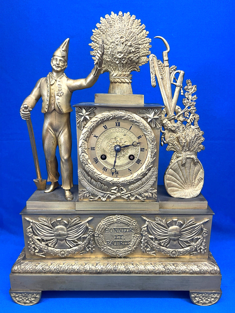 Antique French Gilded Bronze Silk Thread Mantel Clock *
