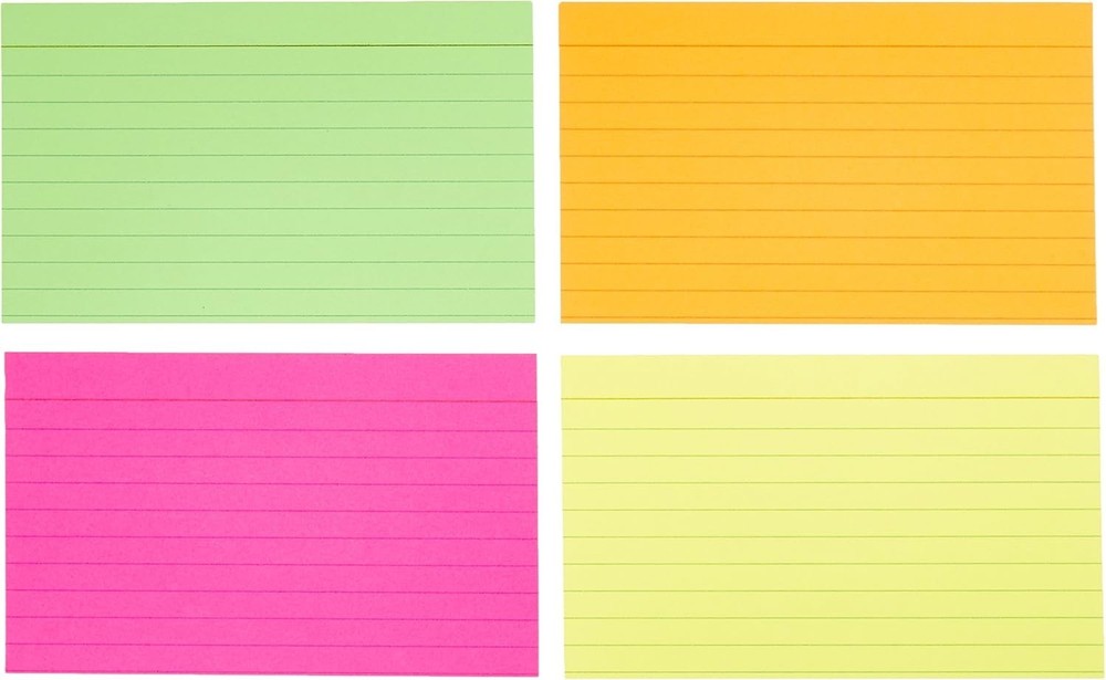 Ruled Index Flash Cards for Studying and Note Taking, Color Coding, Assorted ...