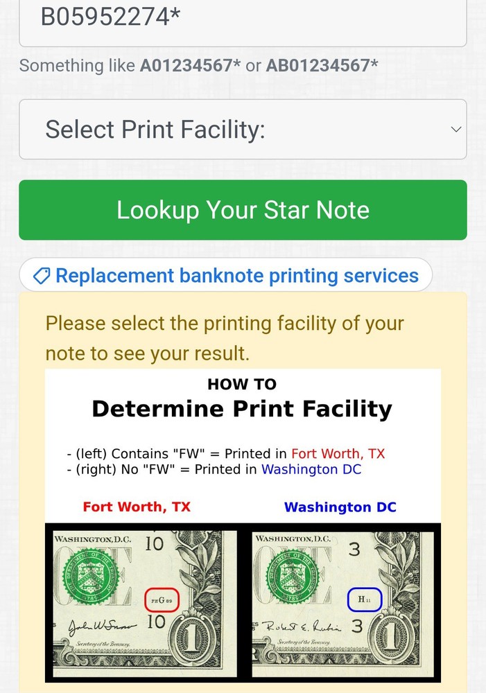 2013 B $1 Duplicate Star Note B05952274*