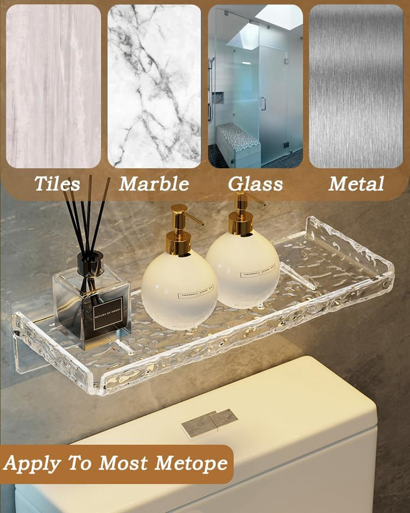 Shower Organizer, Wall Floating Shelf, Clear Wall Mounted Organizer for Bathroom