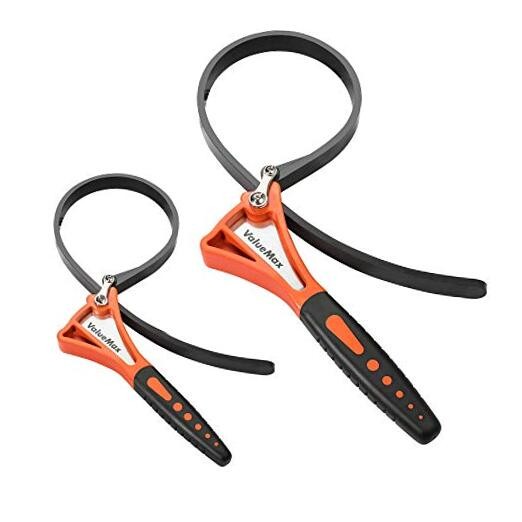 2-piece Rubber Strap Wrench Set, Adjustable Straps with Max Diameter 4"