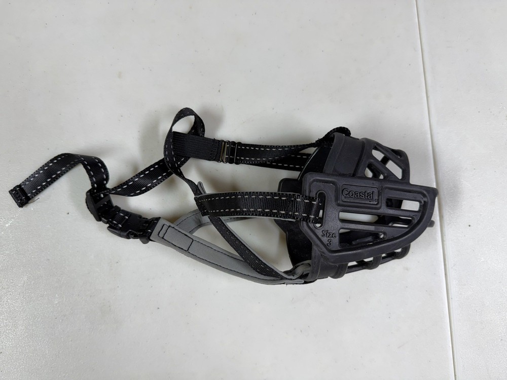Coastal Plastic Dog Muzzle Black Adjustable Strap Size 3