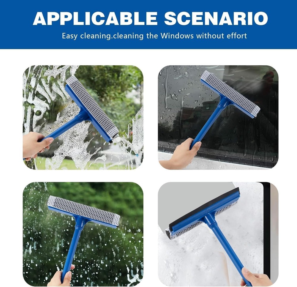 Professional 2-in-1 Window Squeegee, Equipped with a 15.9-Inch Plastic Blue