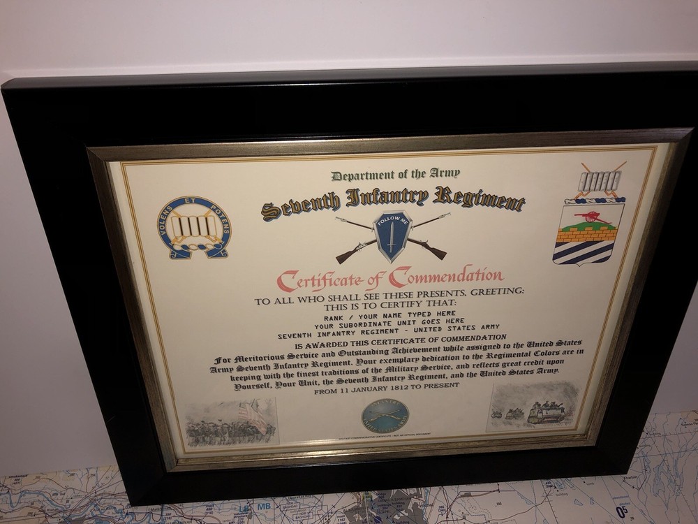 7TH INFANTRY REGIMENT / COMMEMORATIVE - CERTIFICATE OF COMMENDATION
