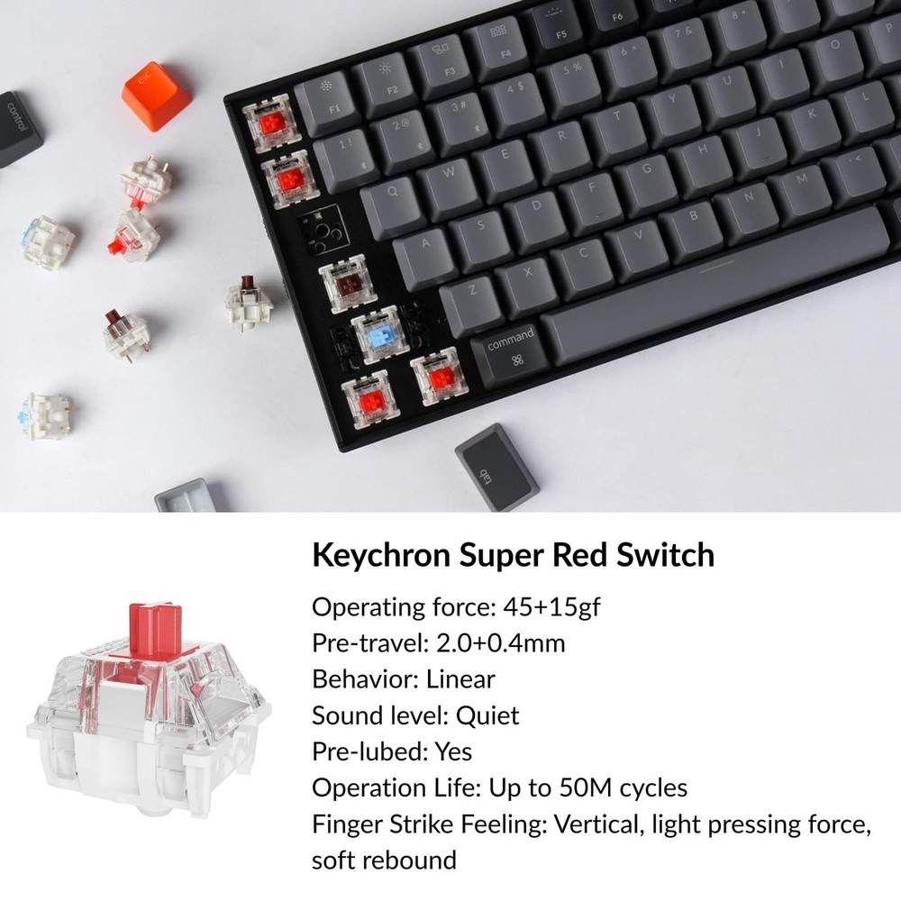 Keychron K4 96% Layout 100 Keys Wireless Version 2, Super Red Switch
