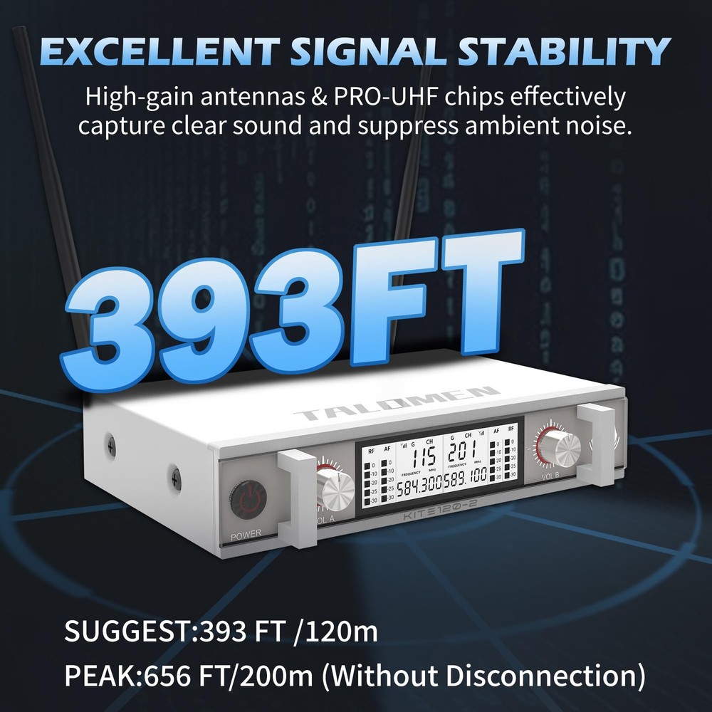 Wireless Microphone System, Metal UHF Handheld Microphones Cordless Dynamic M...